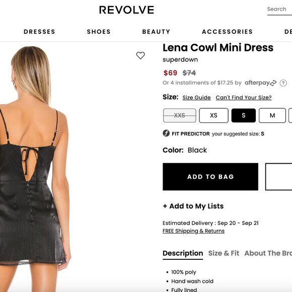 Revolve Lena Cowel Dress in Black by Superdown. Size Medium. - Picture 2 of 5